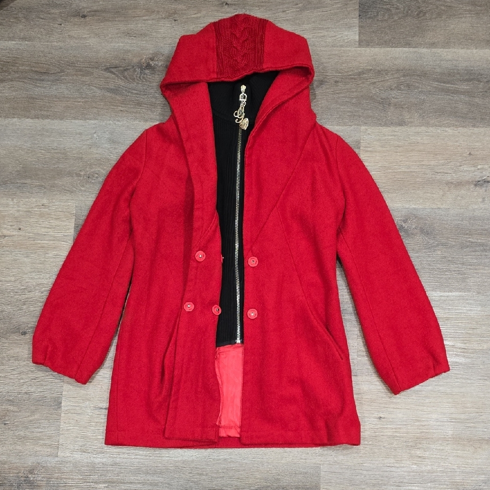 G-Star RAW Red Hooded Wool Blend Jacket | Zip Front